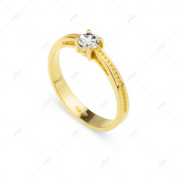 Zásnubní prsten - žluté zlato, centrální briliant