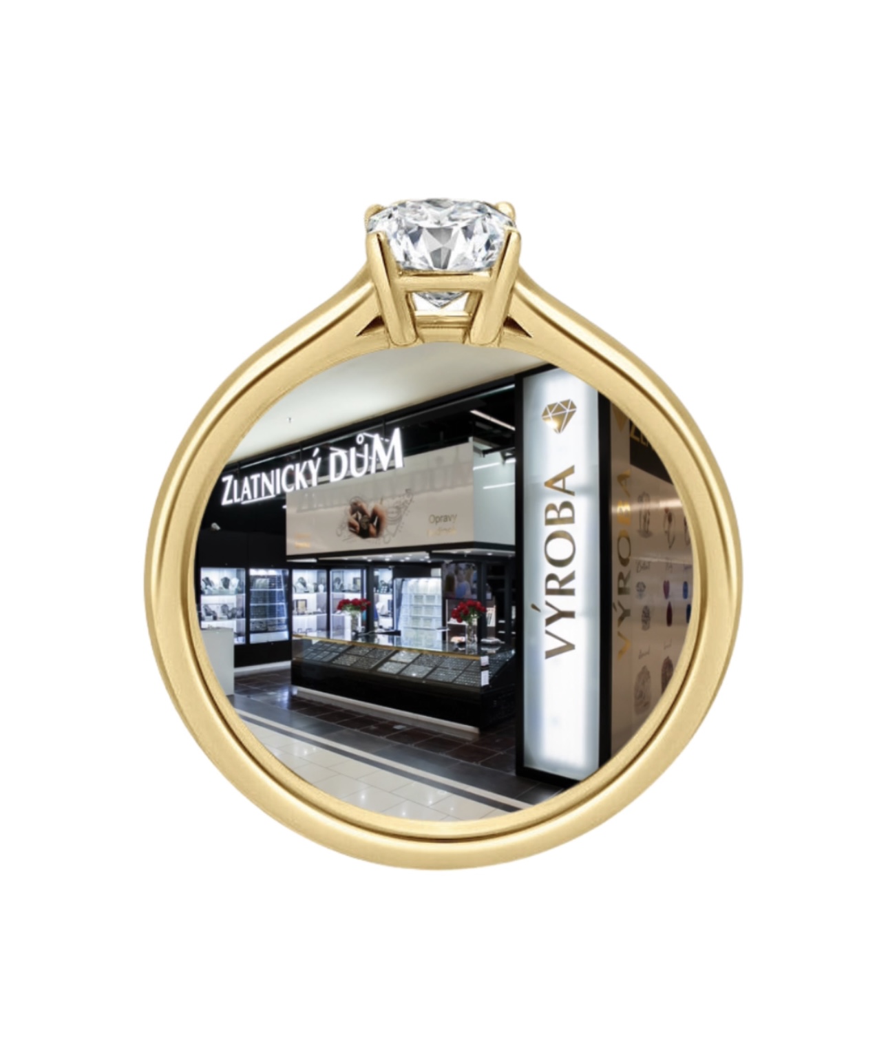 Zásnubní prsten - žluté zlato, diamand